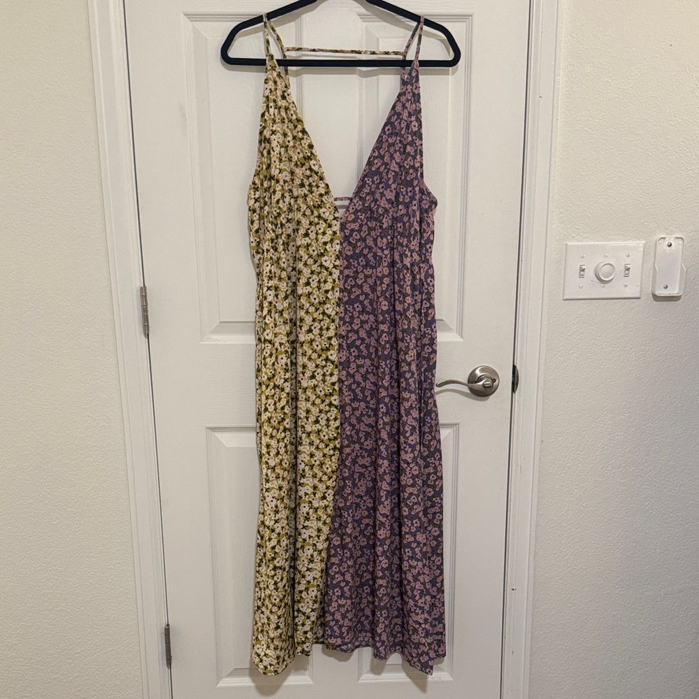 StitchDrop Ditsy Floral Color Block Maxi Dress